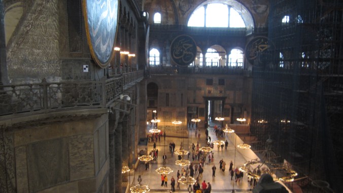 Inside the Hagia Sophia.