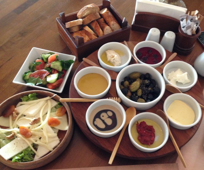 A Turkish breakfast. The kaymak is the white stuff in the upper right. 