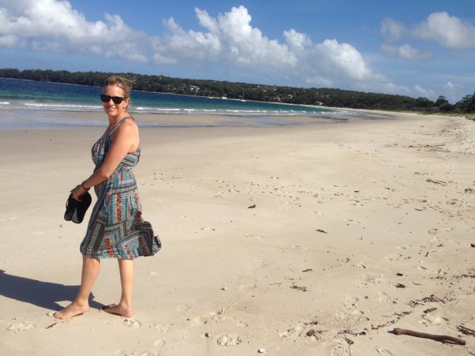 On a squeaky white sand beach in Jervis Bay. 