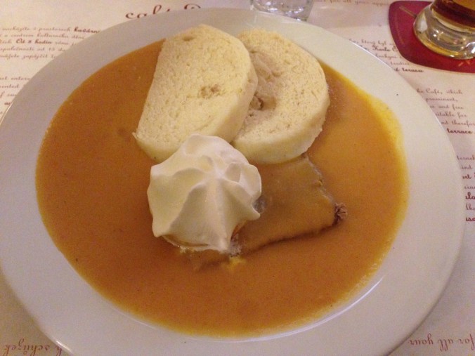 Braised beef with dumplings and...whipped cream!