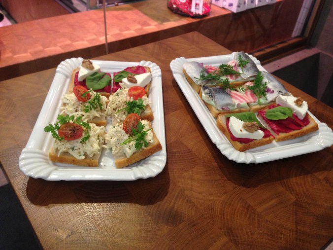 Open-faced sandwiches at Sisters. 